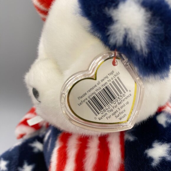 Ty Beanie Buddies 1999 Spangle Red White Blue Patriotic Flag Bear - Picture 7 of 9